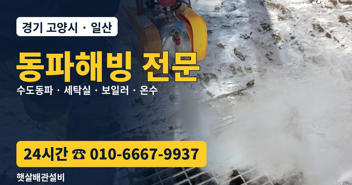 일산 동파해빙 전문 햇살배관설비 고양시 수도동파 언수도녹임 24시간 010-6667-9937